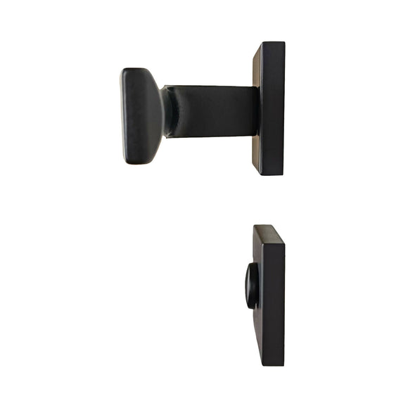 2 poignées de porte sur rosace LOFT, Verrou de condamnation pour salles de bain/WC Finition métal noir mat
