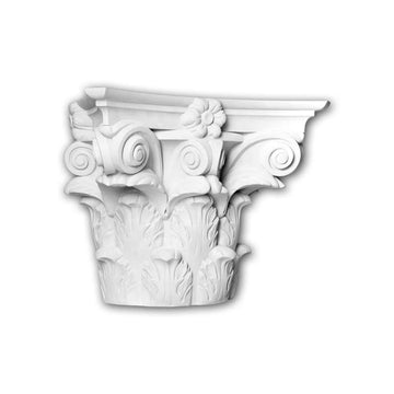 Chapiteau de demi-colonne Profhome 415301 Moulure de façade Colonne Élément de façade style corinthien blanc