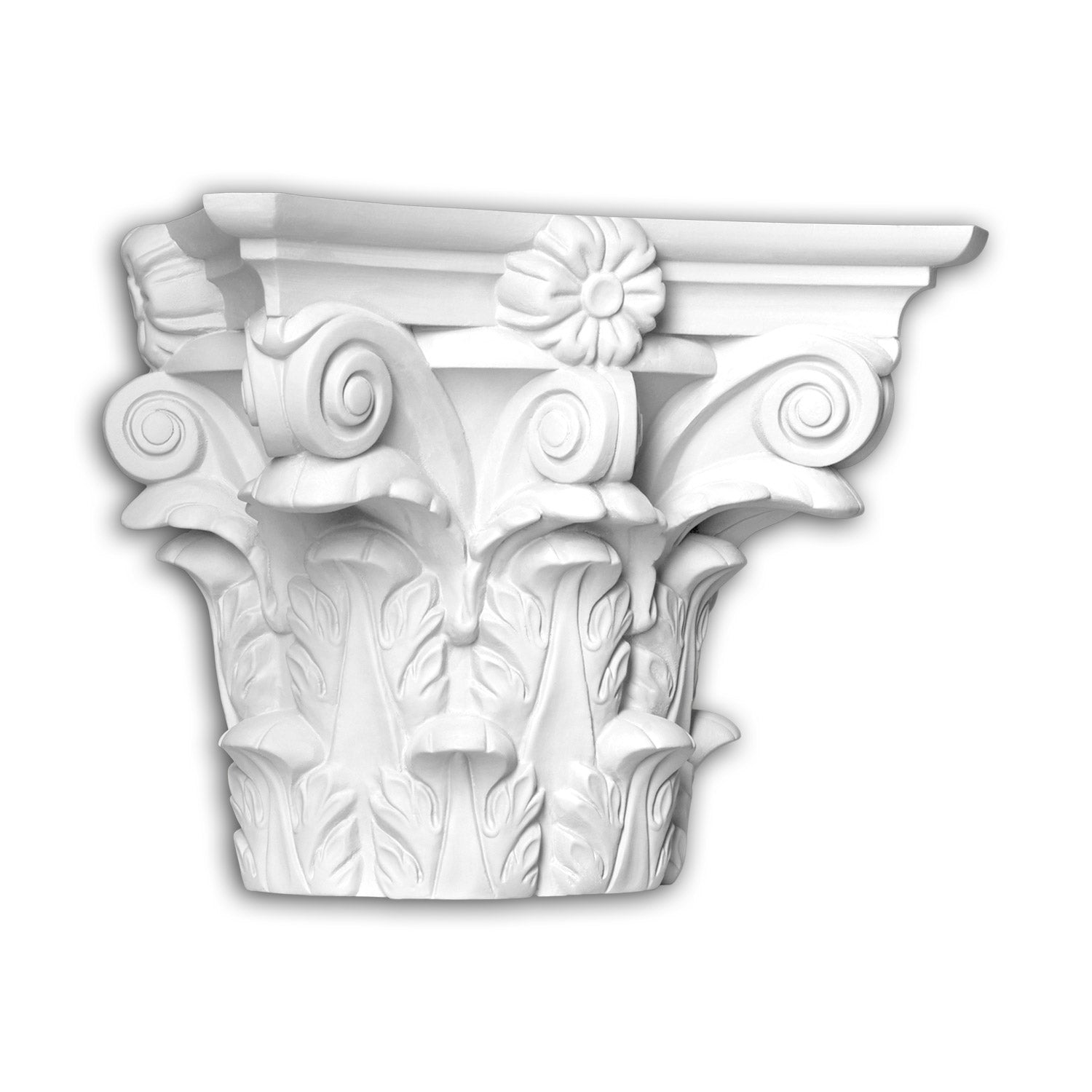 Chapiteau de demi-colonne Profhome 445301 Moulure de façade Colonne Élément de façade style corinthien blanc