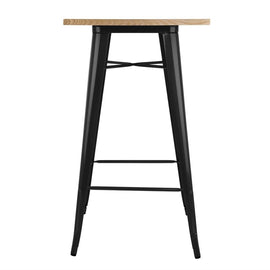 TABLE DE BAR NOIRE AVEC PLATEAU EN BOIS BISTRO - clicktofournisseur.com