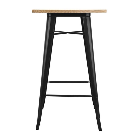 TABLE DE BAR NOIRE AVEC PLATEAU EN BOIS BISTRO - clicktofournisseur.com