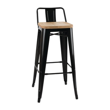 LOT DE 4 TABOURETS BISTRO HAUTS AVEC DOSSIER ET ASSISE EN BOIS NOIRS - clicktofournisseur.com