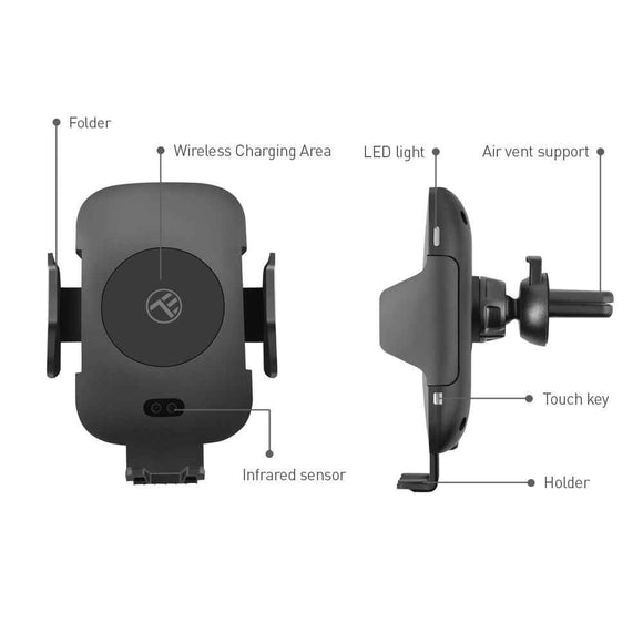 Chargeur de voiture sans fil Tellur, certifié QI, 10 W, capteur IR, WCCM2 noir