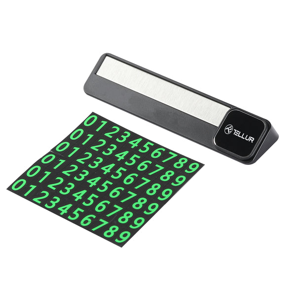 Carte de numéro de téléphone de stationnement temporaire tellur basic en plastique noir