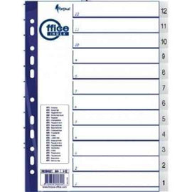 Separation sheets Forpus A4, 12-1 numbers, plastic