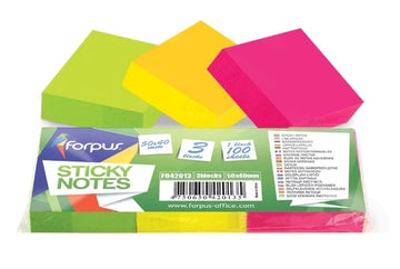 Sticky notes Forpus, Neon, 40x50mm, assorted (3x100)