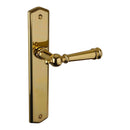 2 poignées de porte LUXOR, Sans trou pour pièce à vivre, Finition laiton poli doré, Entraxe standard 195 mm