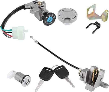 Ecost customer return KIMISS 1 Set 5Pin Connector 2 Keys Ignition Lock Key Lock Fuel Cap Set for Gy6