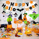 Décorations suspendues pour fête d'Halloween Ecost Qpout, lot de 6 décorations fantômes suspendues et joyeux Halloween