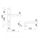 2 poignées de porte sur plaque BRISTOL, Trou de cylindre - entrée - bureau - service, Finition aluminium nickel mat, Entraxe standard 195 mm-4
