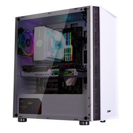 CARCASA Zalman "R2", middle tower, gaming, fara sursa, suporta 6xfan, 1xfan inclus, PSU shroud, display 9.1inch, USB Type-C x 1, USBx2, audio+mic, 7 sloturi expansiune, alb, "R2 White" (timbru verde 0.08lei)