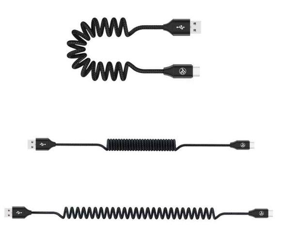 Câble de données Tellur extensible USB vers Type-C 3A 1,8 m Noir