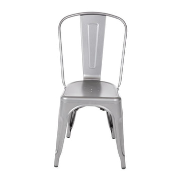 LOT DE 4 CHAISES BISTRO EN ACIER GRIS MÉTALLISÉ - clicktofournisseur.com