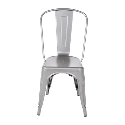 LOT DE 4 CHAISES BISTRO EN ACIER GRIS MÉTALLISÉ - clicktofournisseur.com