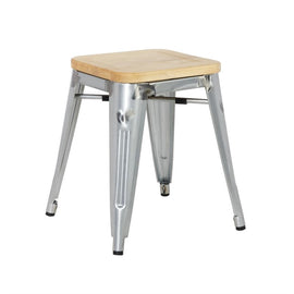 LOT DE 4 TABOURETS BISTRO BAS EN ACIER AVEC ASSISE EN BOIS - clicktofournisseur.com