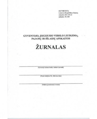 Journal comptable des revenus et des dépenses des activités individuelles des résidents a4 24 0720-064