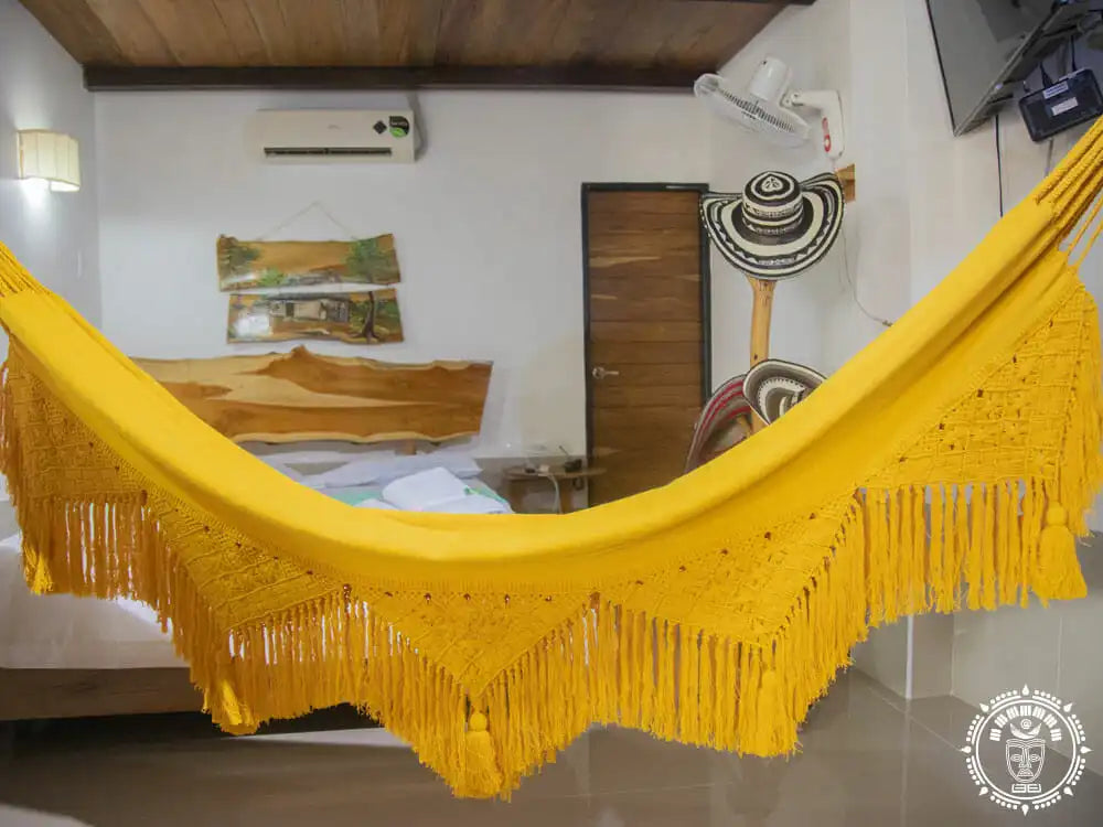 Hamac l macramé ocre
