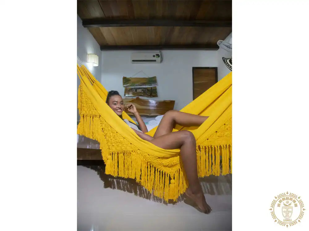 Hamac l macramé ocre
