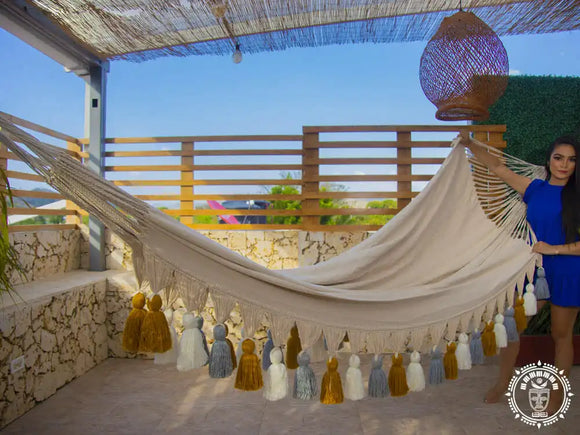 Hamac l  pompon  ecru