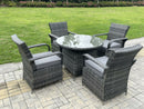 Fimous Rattan meubles de jardin table à manger et chaises Wicker patio Outdoor 4 chaises plus table ronde moyenne-1