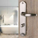 2 poignées de porte sur plaque CHAMBON, Verrou de condamnation pour salle de bain/WC, Finition aluminium nickel mat, Entraxe standard 195 mm