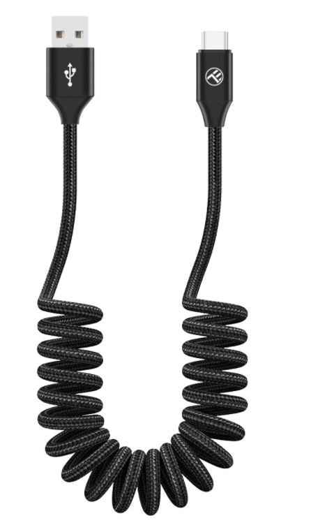 Câble de données Tellur extensible USB vers Type-C 3A 1,8 m Noir