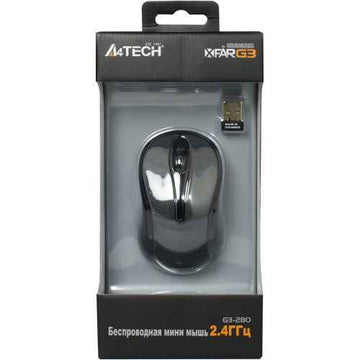 MOUSE A4tech, PC sau NB, wireless, 2.4GHz, optic, 1000 dpi, butoane/scroll 3/1, , gri, "G3-280A-GG" (timbru verde 0.18 lei)