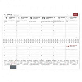 Horizontal table calendar Memo PVC 2026m. burgundy