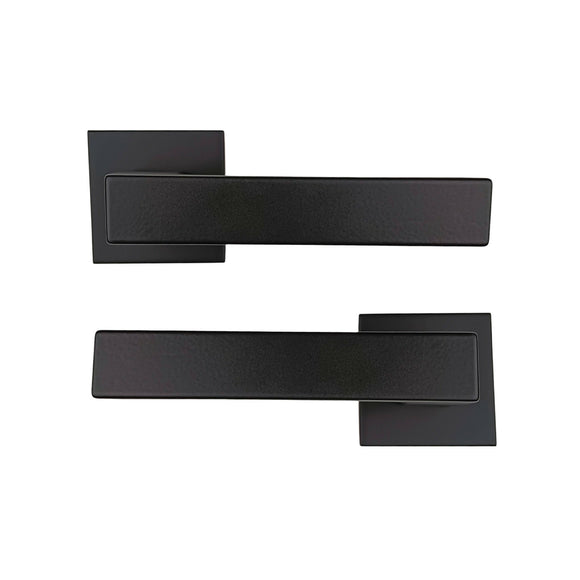 2 poignées de porte sur rosace LOFT, Verrou de condamnation pour salles de bain/WC Finition métal noir mat