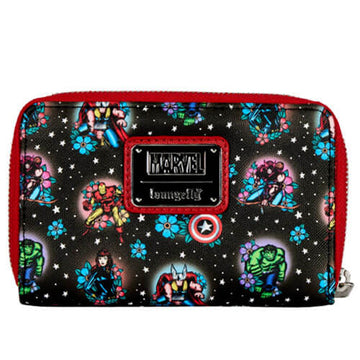 Marvel Comics Avengers Floral Tattoo Zip Purse - 0