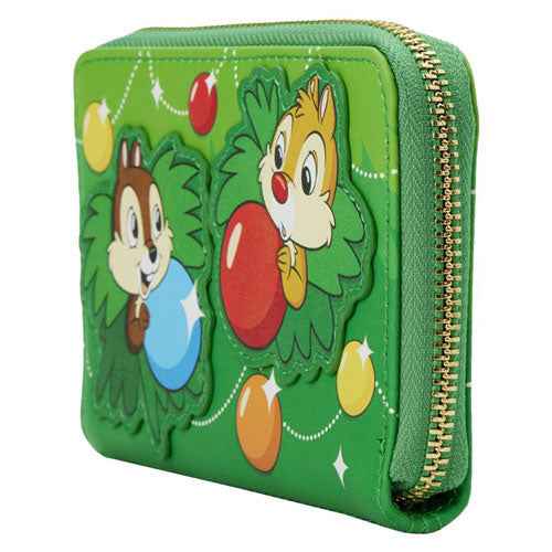 Disney Chip & Dale Christmas Ornaments Zip Around Purse