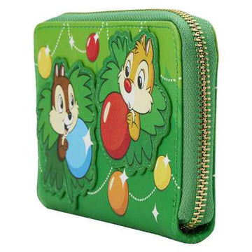 Disney Chip & Dale Christmas Ornaments Zip Around Purse