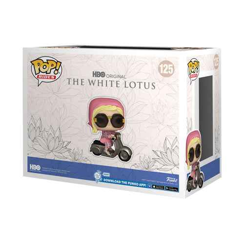 White Lotus Tanya McQuoid on Scooter Pop! Ride
