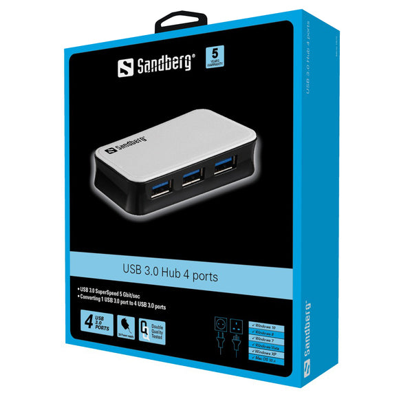 Concentrateur USB 3.0 Sandberg 133-72 4 ports