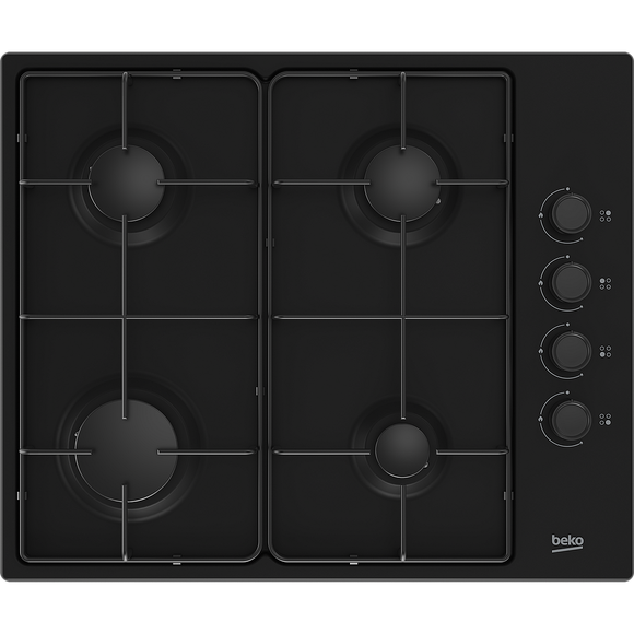 Table de cuisson beko hibg64120sb noir encastrable 60 cm gaz 4 zones