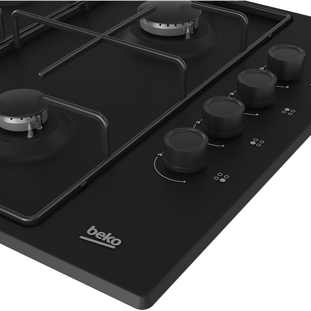 Table de cuisson beko hibg64120sb noir encastrable 60 cm gaz 4 zones