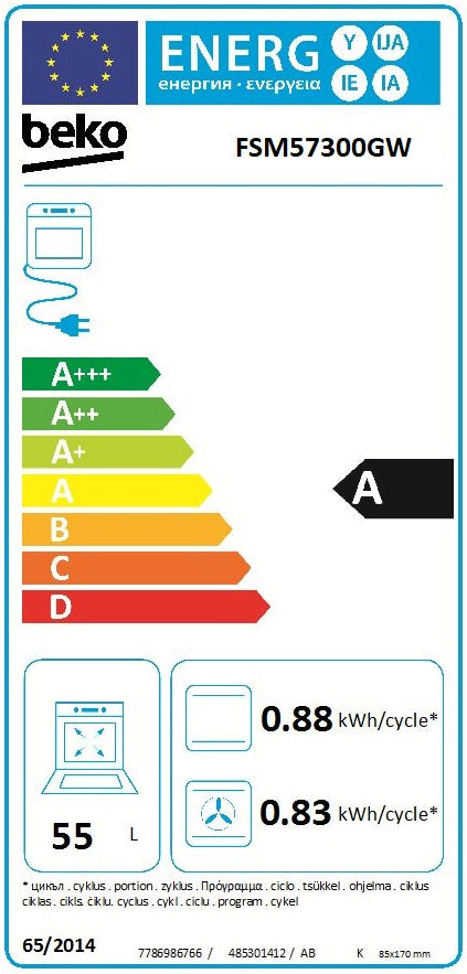 Cuisinière électrique BEKO FSM57300GW, 50 cm, blanche