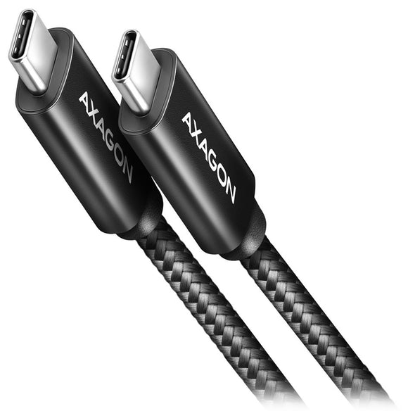 Câble de données et de charge axagon usb4 gen 3x2 longueur 1 m. pd 100 w 5 a vidéo full ultra hd 8k. tressé noir.