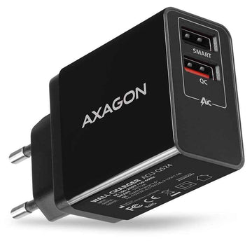 AXAGON Dual wallcharger 240V/2x USB port QC3.0/AFC/FCP and 5V-1.2A, 24W | ACU-QS24