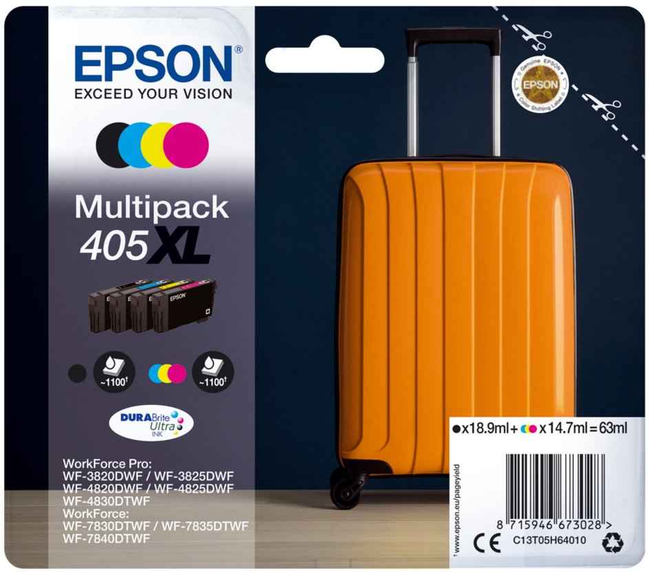 Cartouche d'encre Epson 405XL DURABrite Ultra 1 pièce(s) Originale Rendement élevé (XL) Noir, Cyan, Magenta, Jaune