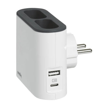 Répartiteur 2x2P+USB AC Blanc/Noir