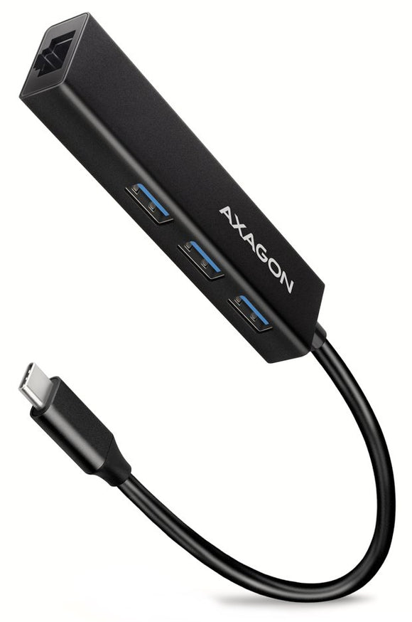 HMC-GL3A Wieloportowy hub USB 4in1, 5Gbps, 3x USB-A + GLAN, 20cm USB-C kabel