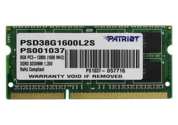 Patriot Memory 8GB DDR3 PC3-12800 (1600MHz) SODIMM memory module 1 x 8 GB