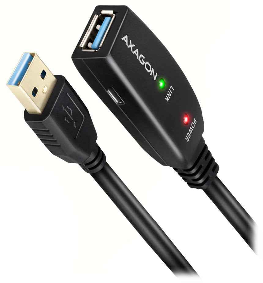 Câble d'extension Axagon Active USB 3.2 Gen 1 AM > AF, longueur 10 m. Option alimentation.
