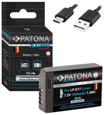 PATONA baterie pro foto Canon LP-E17 1000mAh Li-Ion Platinum USB-C nabíjení