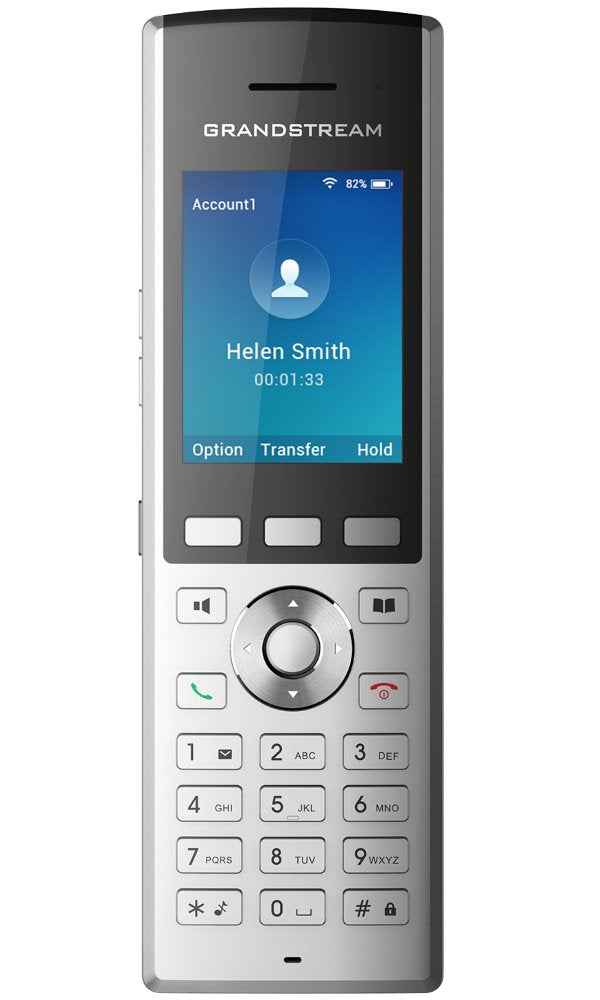 Téléphone Grandstream WP820, écran LCD TFT 2,4", 2 ports SIP, Wi-Fi double bande, Bluetooth, micro USB, prise jack 3,5 mm