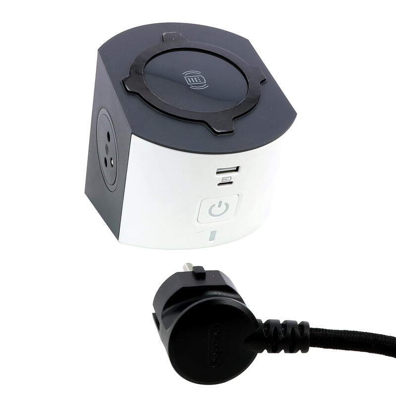 Przedłużacz  2x2P+Z Indukcja USB A/C 2m