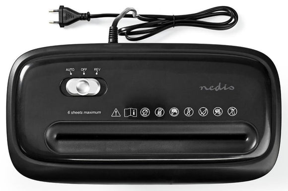 NEDIS skartovačka PASH120BKA4/ formát A4/ velikost řezu 4x30mm/ stupeň utajení (DIN) 4/ objem nádoby 12 l/ černá