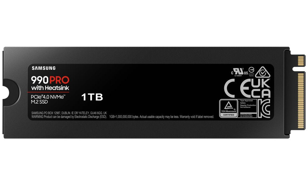 Samsung | 990 PRO avec dissipateur thermique | 1000 Go | SSD M.2 2280 | Interface SSD M.2 NVMe | Vitesse de lecture 7450 Mo/s | Vitesse d'écriture 6900 Mo/s