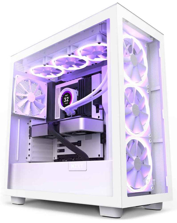 NZXT H7 Elite RGB Mid Tower Case, White